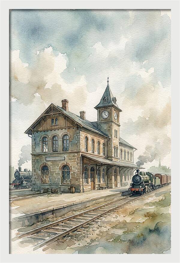 Depot Building In Watercolor