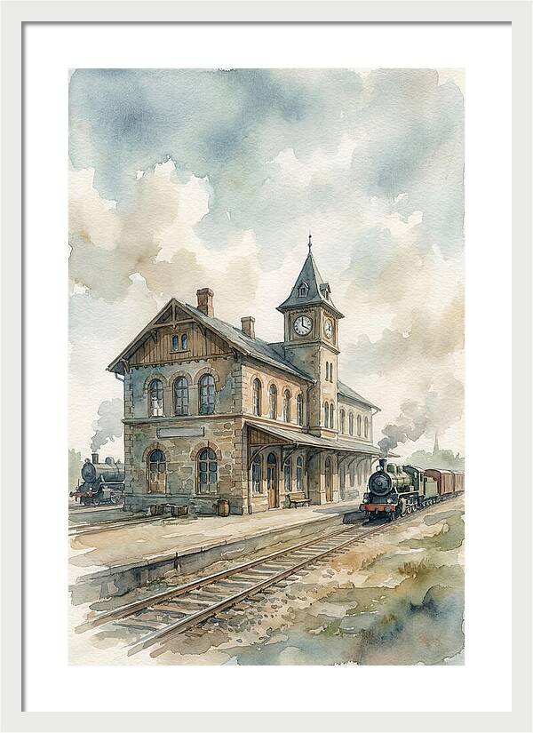 Depot Building In Watercolor