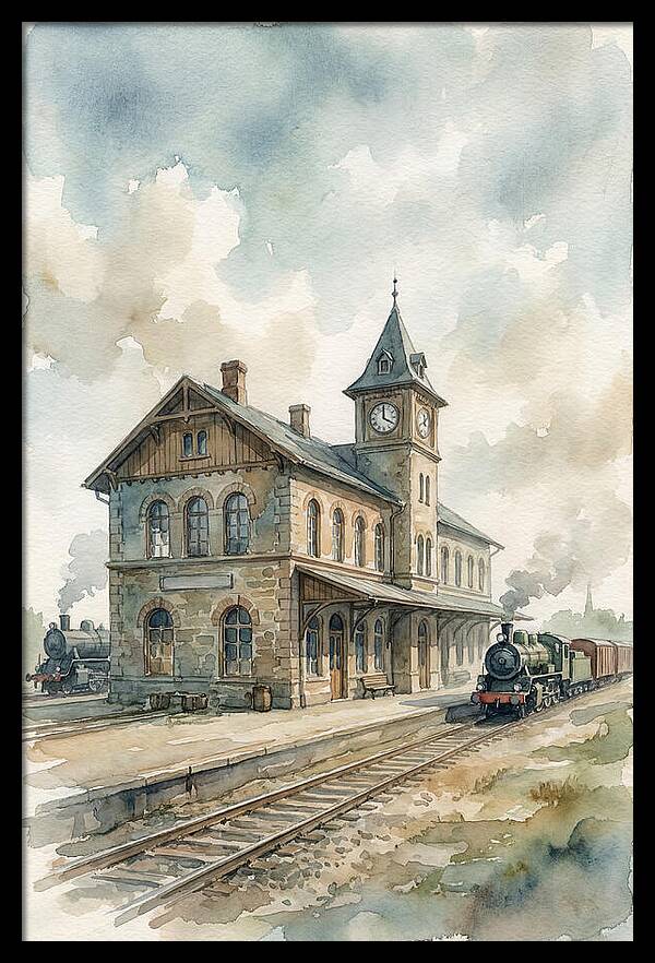 Depot Building In Watercolor