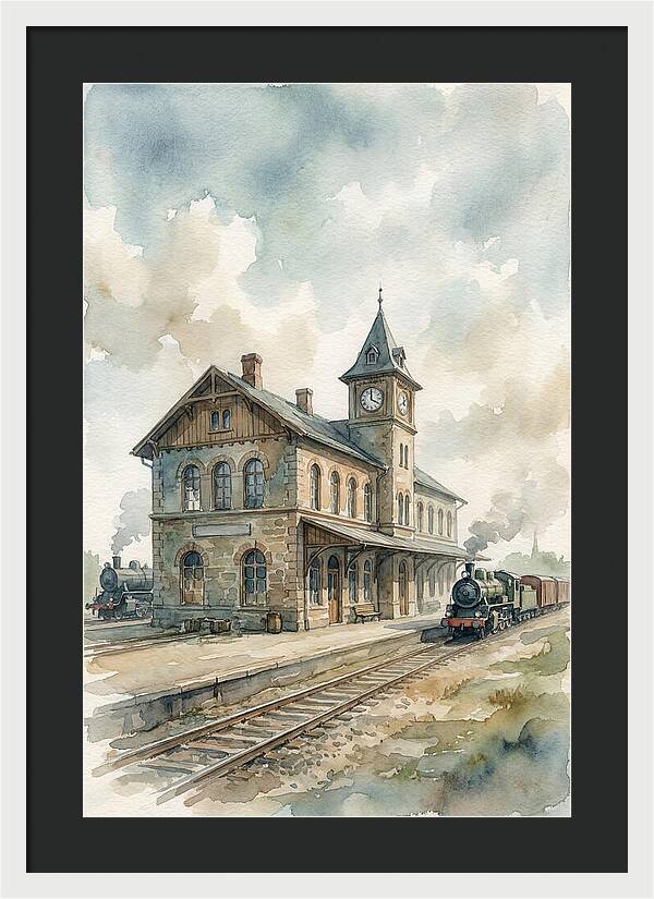 Depot Building In Watercolor