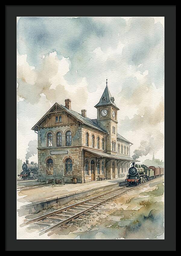 Depot Building In Watercolor