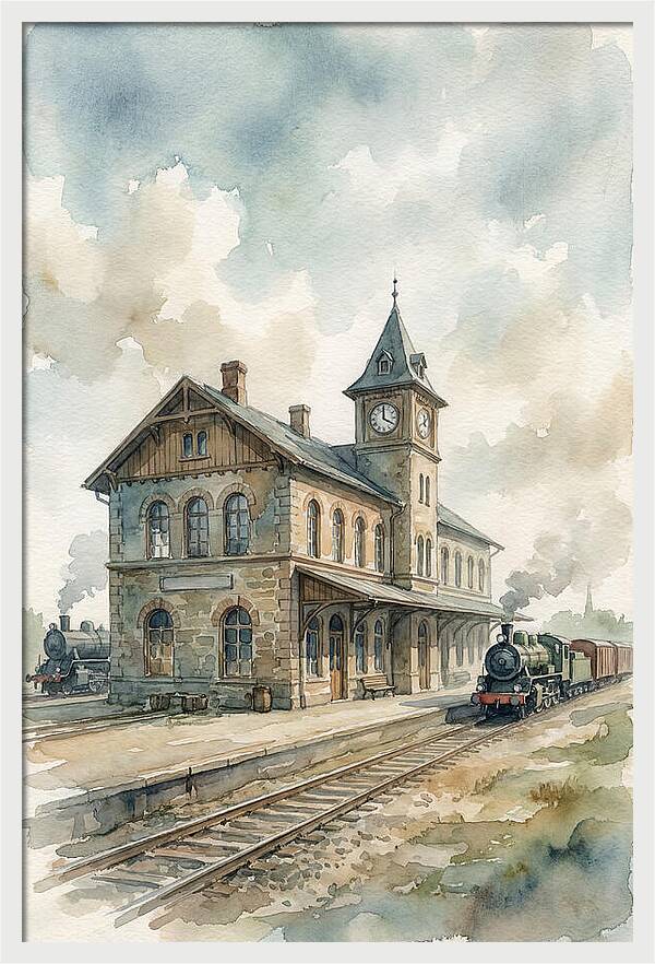Depot Building In Watercolor