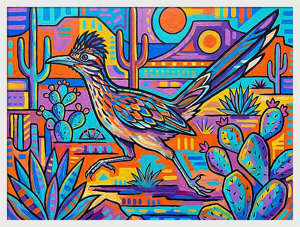 Desert Roadrunner Among Vibrant Flora