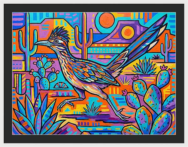 Desert Roadrunner Among Vibrant Flora