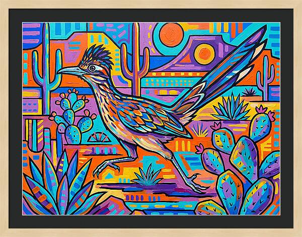 Desert Roadrunner Among Vibrant Flora