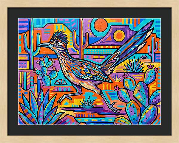 Desert Roadrunner Among Vibrant Flora