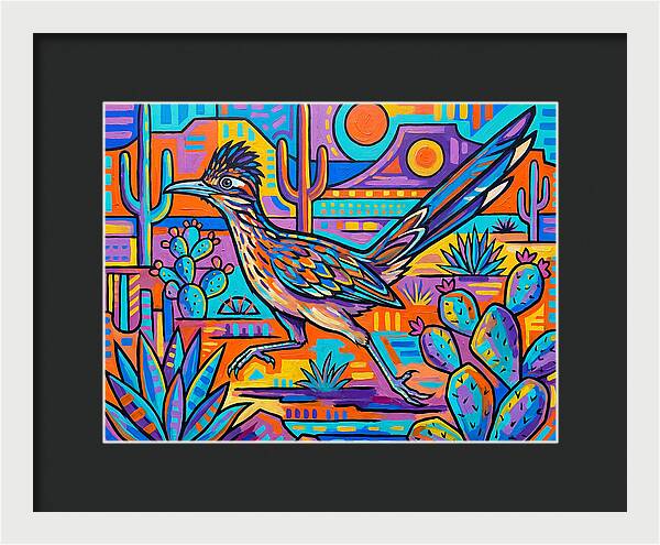 Desert Roadrunner Among Vibrant Flora