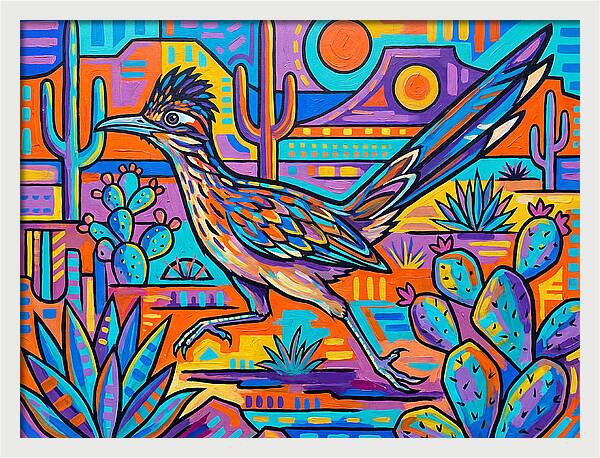 Desert Roadrunner Among Vibrant Flora