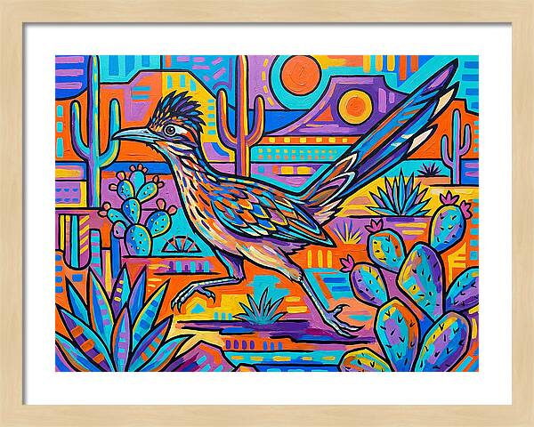 Desert Roadrunner Among Vibrant Flora