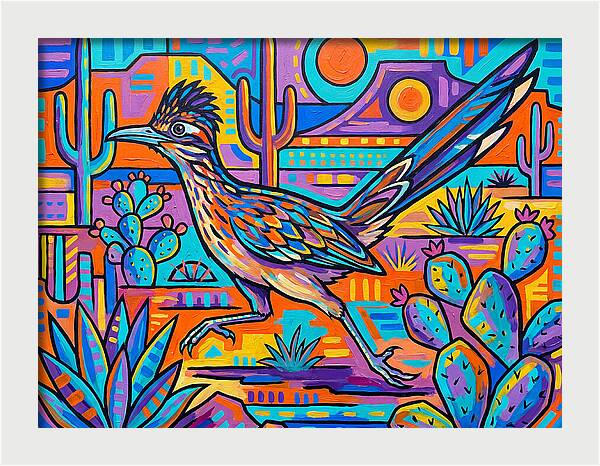 Desert Roadrunner Among Vibrant Flora