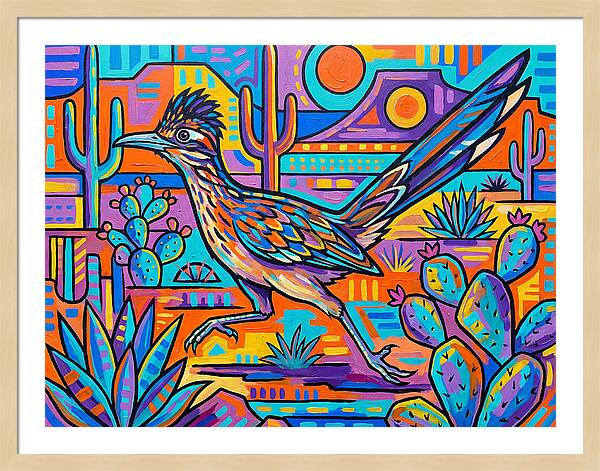 Desert Roadrunner Among Vibrant Flora