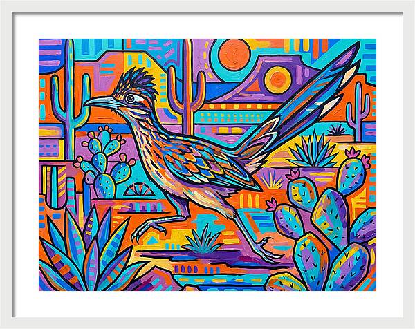 Desert Roadrunner Among Vibrant Flora