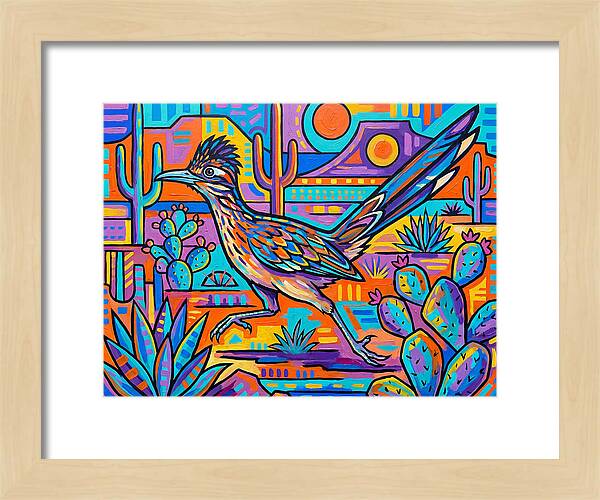 Desert Roadrunner Among Vibrant Flora