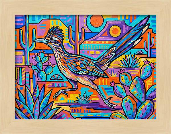 Desert Roadrunner Among Vibrant Flora
