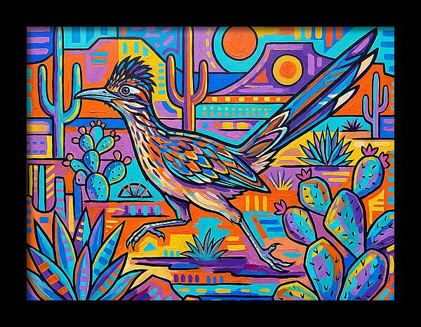 Desert Roadrunner Among Vibrant Flora