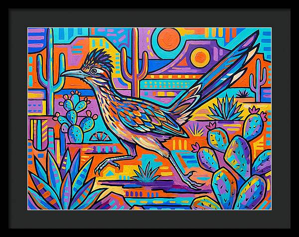 Desert Roadrunner Among Vibrant Flora