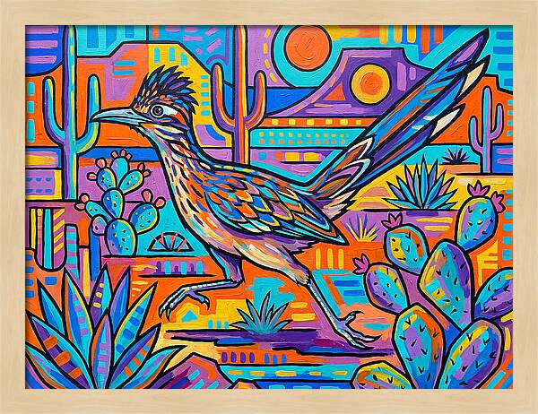 Desert Roadrunner Among Vibrant Flora