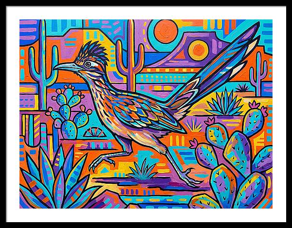 Desert Roadrunner Among Vibrant Flora