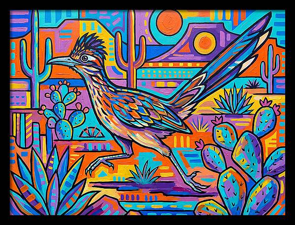 Desert Roadrunner Among Vibrant Flora