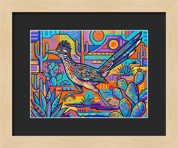 Desert Roadrunner Among Vibrant Flora