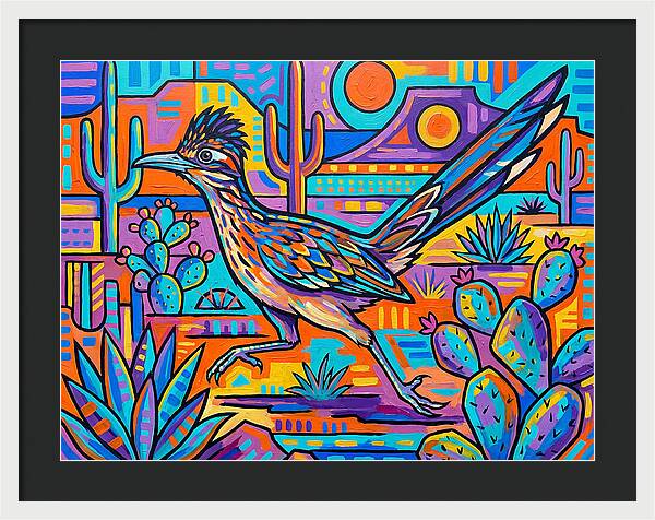 Desert Roadrunner Among Vibrant Flora
