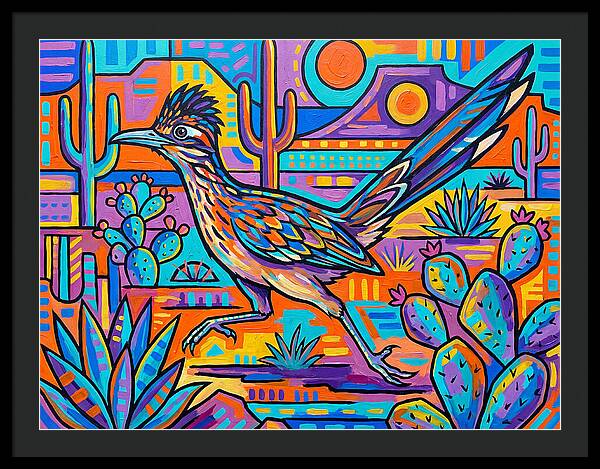 Desert Roadrunner Among Vibrant Flora