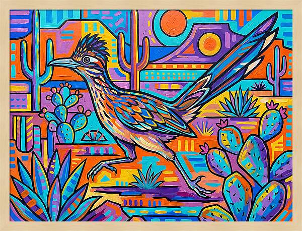 Desert Roadrunner Among Vibrant Flora