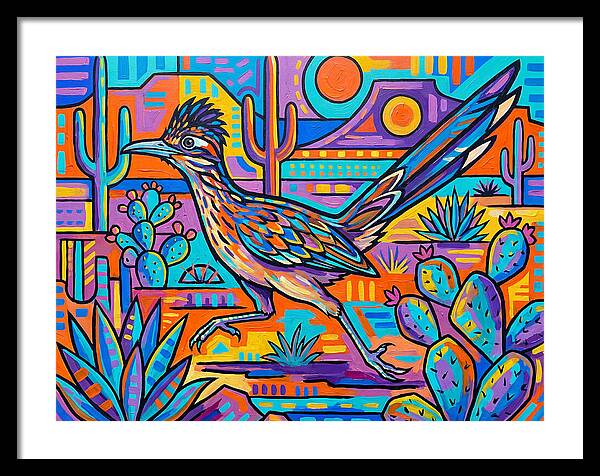 Desert Roadrunner Among Vibrant Flora