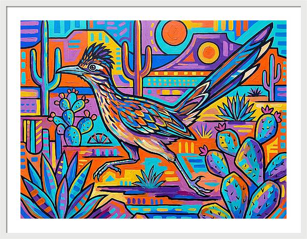 Desert Roadrunner Among Vibrant Flora