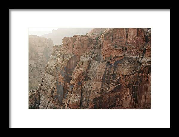 Desert Varnish Streaks On Red Canyon Wall