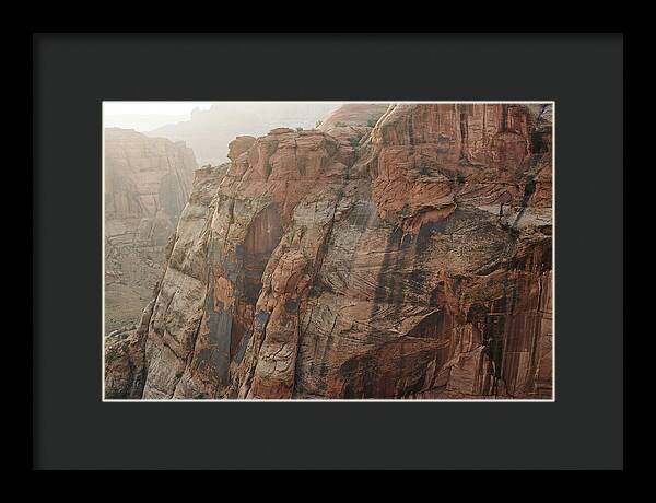 Desert Varnish Streaks On Red Canyon Wall