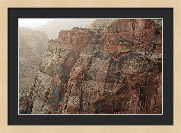 Desert Varnish Streaks On Red Canyon Wall