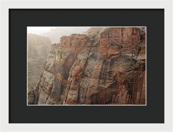 Desert Varnish Streaks On Red Canyon Wall