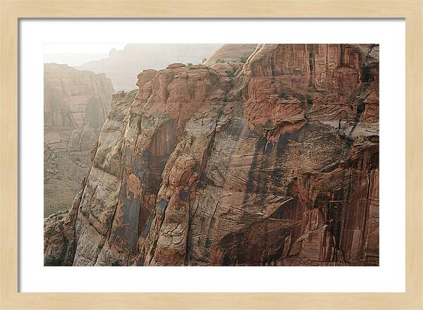 Desert Varnish Streaks On Red Canyon Wall