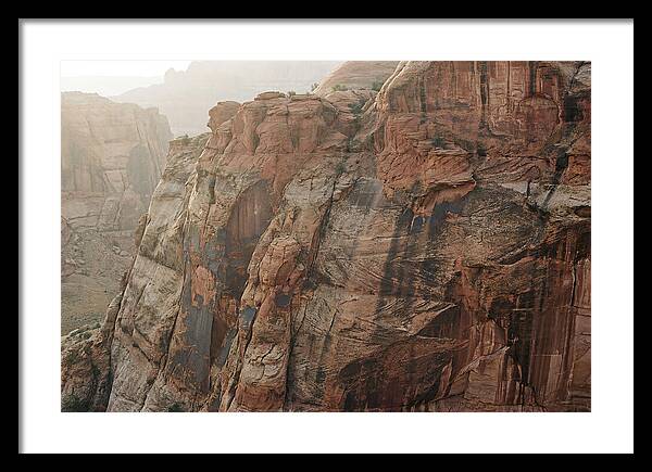 Desert Varnish Streaks On Red Canyon Wall