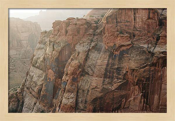 Desert Varnish Streaks On Red Canyon Wall
