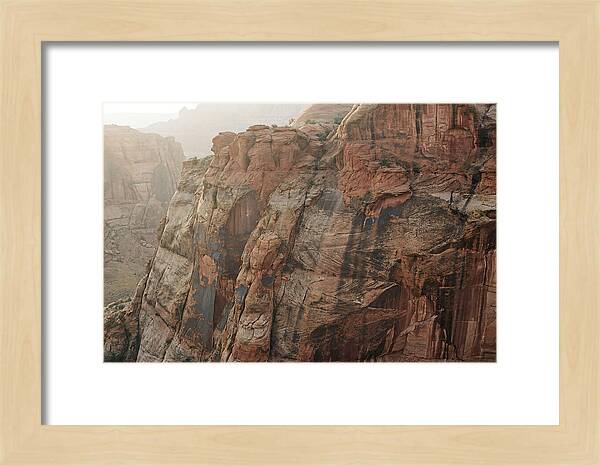 Desert Varnish Streaks On Red Canyon Wall