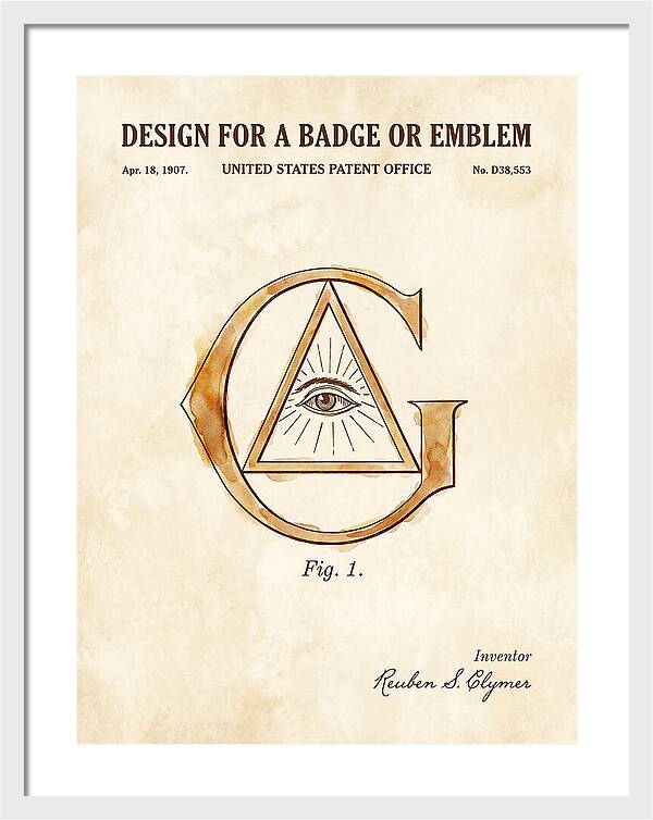 Design For A Badge Or Emblem Masonic Watercolor Patent Usd38553