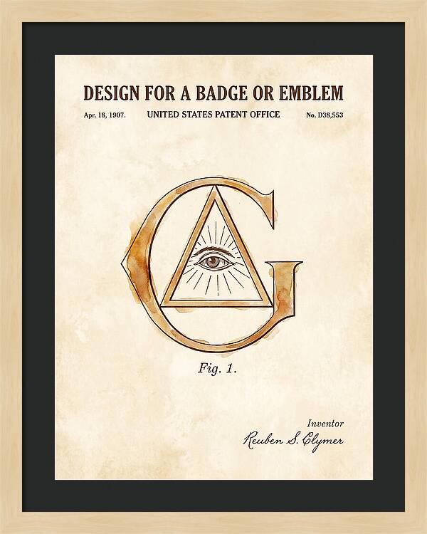 Design For A Badge Or Emblem Masonic Watercolor Patent Usd38553