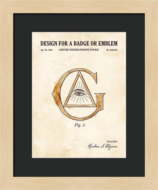 Design For A Badge Or Emblem Masonic Watercolor Patent Usd38553