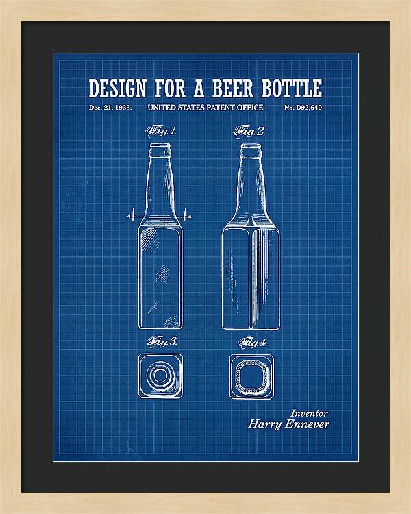 Design For A Beer Bottle Blueprint Patent Usd92640s