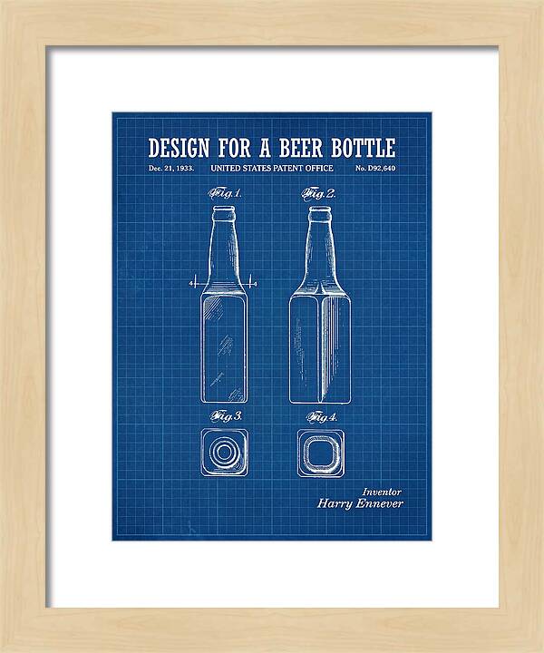 Design For A Beer Bottle Blueprint Patent Usd92640s
