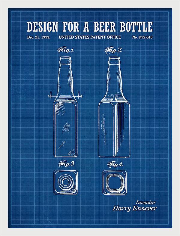 Design For A Beer Bottle Blueprint Patent Usd92640s