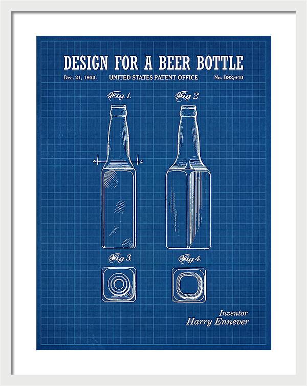 Design For A Beer Bottle Blueprint Patent Usd92640s