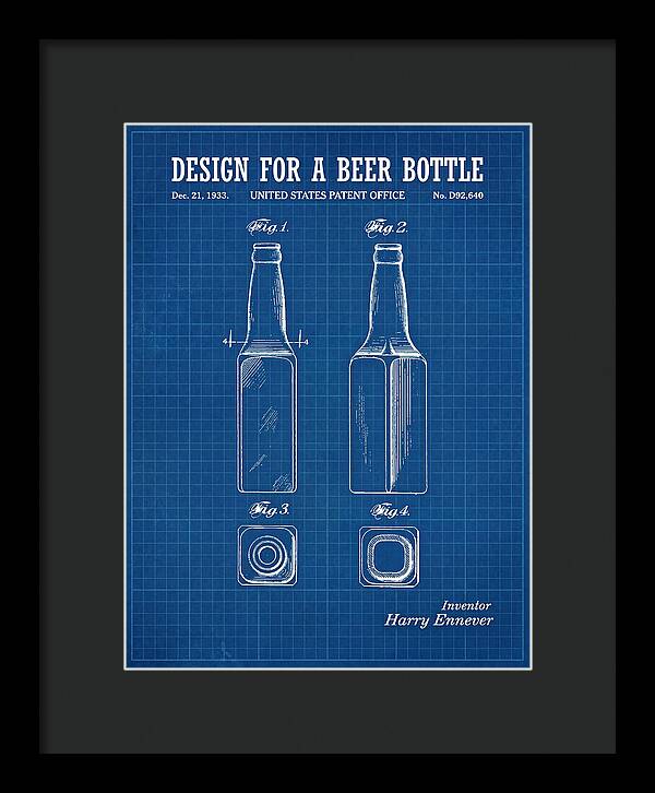 Design For A Beer Bottle Blueprint Patent Usd92640s