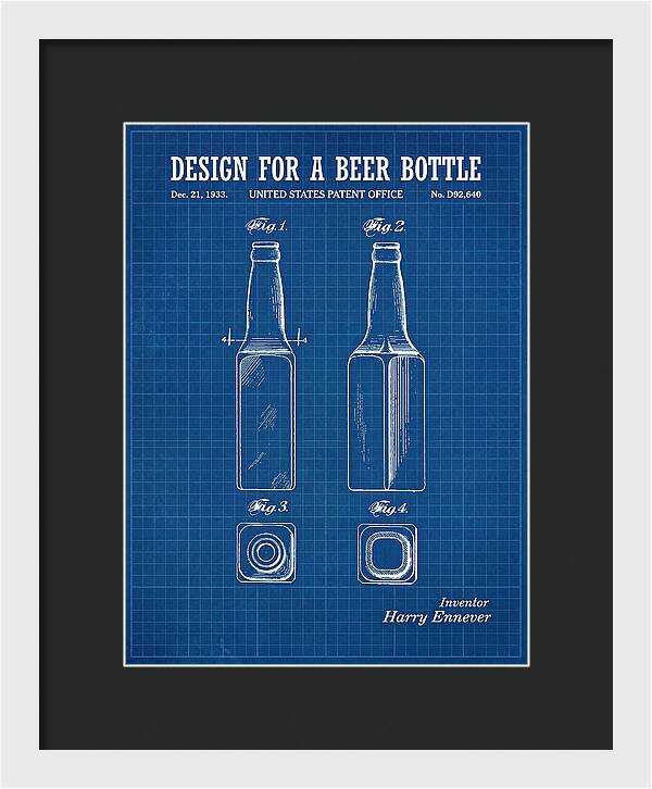 Design For A Beer Bottle Blueprint Patent Usd92640s