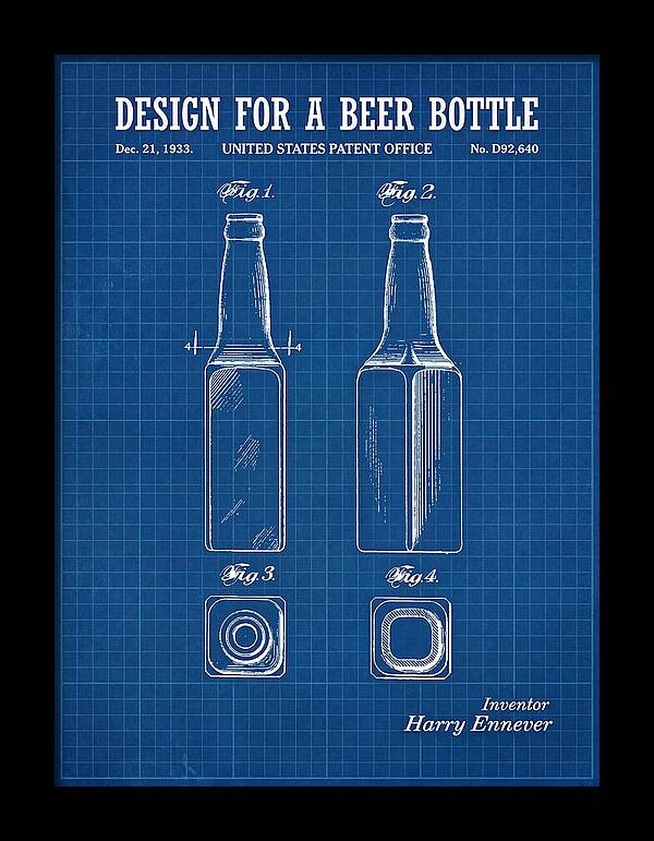 Design For A Beer Bottle Blueprint Patent Usd92640s