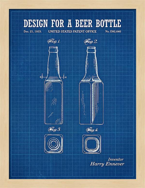 Design For A Beer Bottle Blueprint Patent Usd92640s