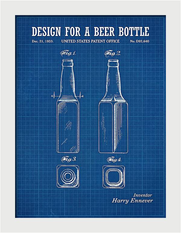 Design For A Beer Bottle Blueprint Patent Usd92640s