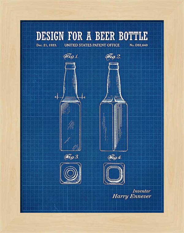 Design For A Beer Bottle Blueprint Patent Usd92640s